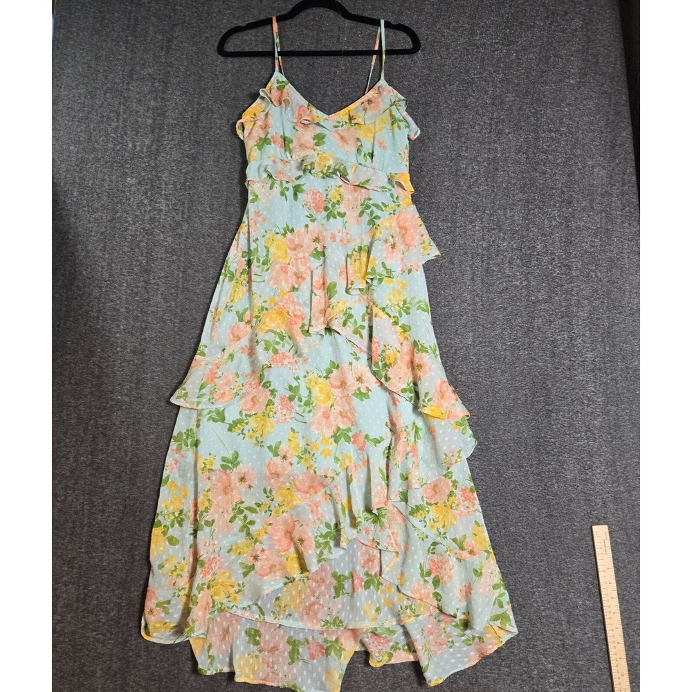 Women's By The River Ruffle Tiered Floral Print‎ Midi Dress Sz Small